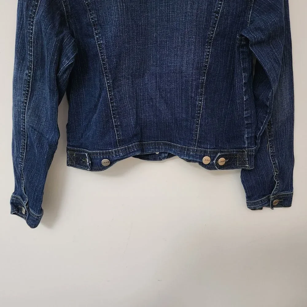 I.DARE Women's Blue Denim Jean Short Jacket Classic Jeans Size L - Picture 7 of 9